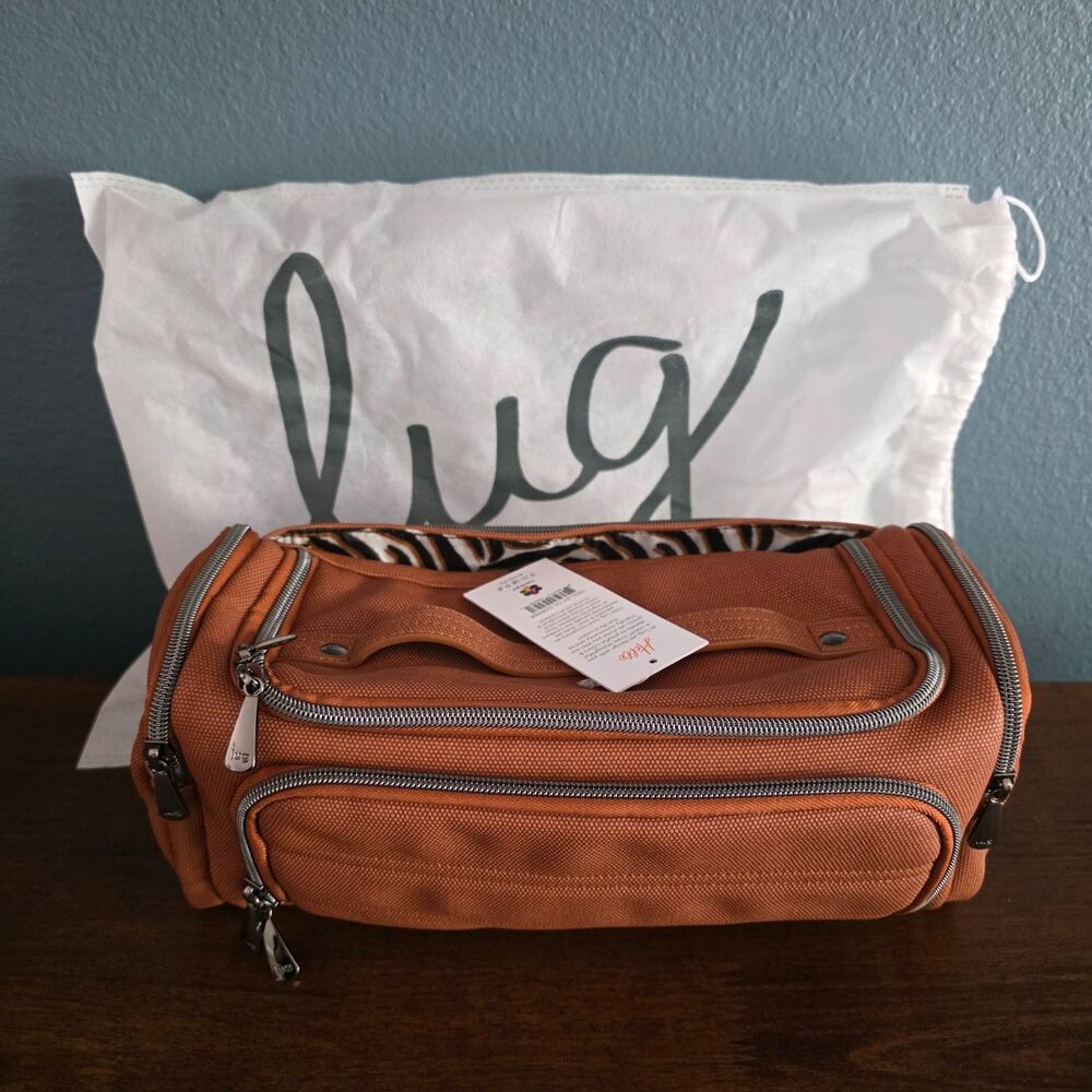 NWT lug Trolley Cosmetic Travel Case Copper W/ Animal Stripes Cosmetic Case
